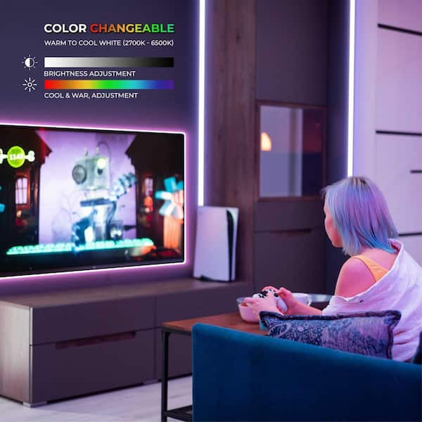 ECO4LIFE 9 ft. Smart Plug-in Dimmable Cuttable Color-Changing