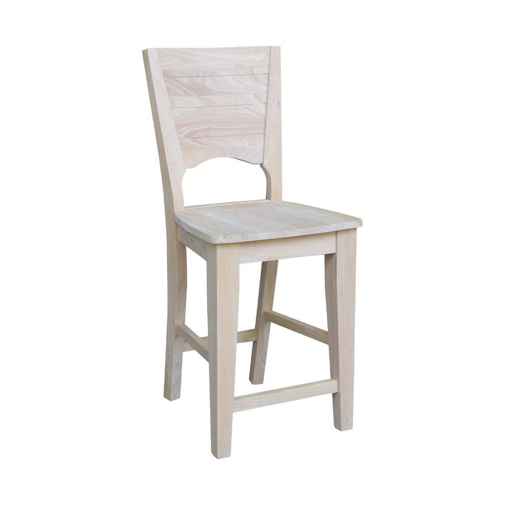 Rustic Farmhouse 24" Solid Wood Counter-Height Stool, Natural Finish