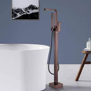 Single-Handle Freestanding Bathtub Faucet with Hand Shower Floor Mount in Oil Rubbed Bronze
