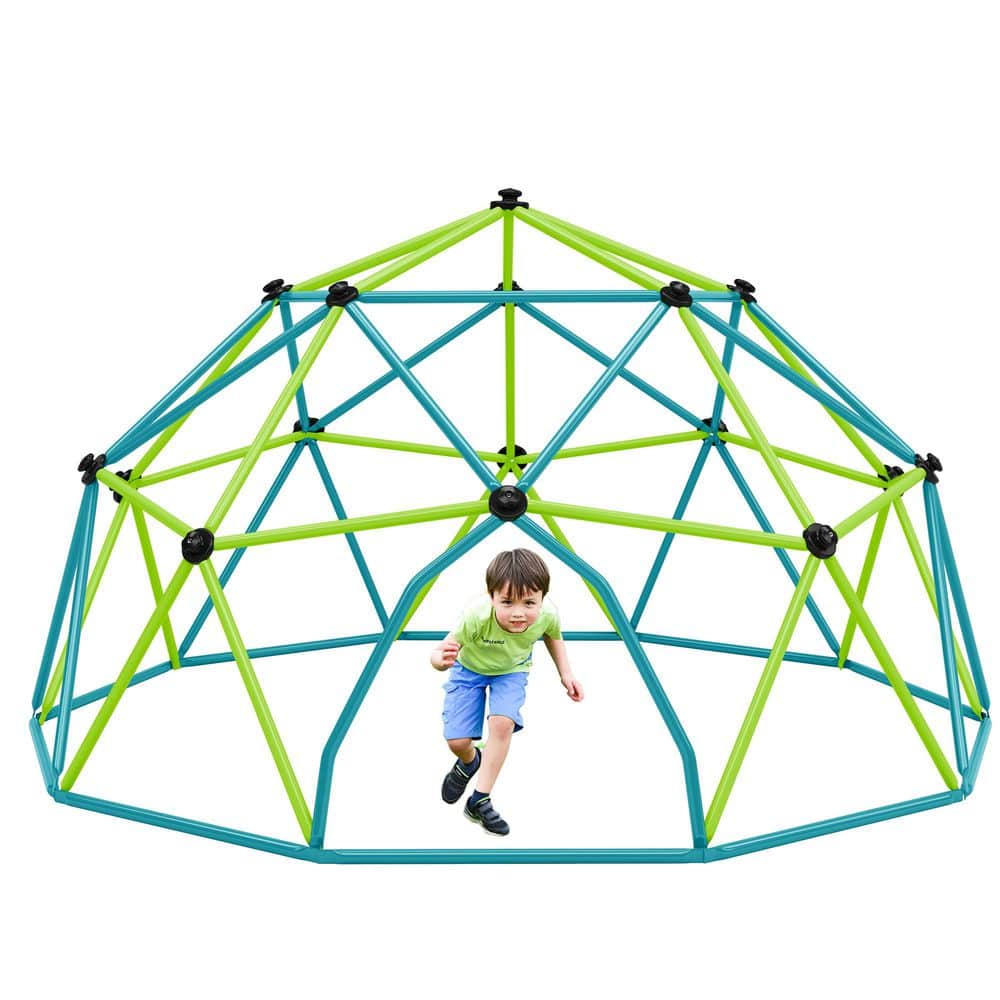 13 ft. Geometric Blue and Green Outdoor Climbing Dome