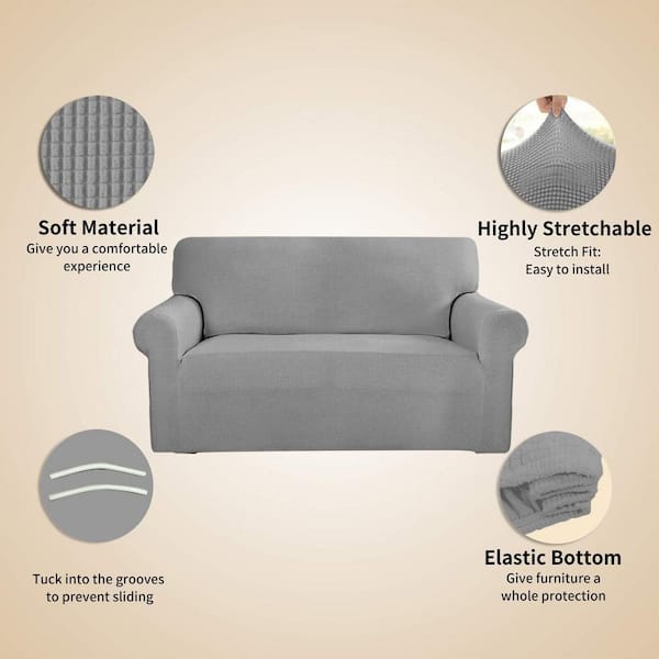 Dyiom Stretch 4-Seater Sofa Slipcover 1-Piece Sofa Cover Furniture Protector  Couch Soft with Elastic Bottom, Light Gray B0855P95YJ - The Home Depot