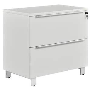 Cali 32 in. W x 20 in. D x 29 in. H White Melamine 2-Drawer Lateral File Cabinet