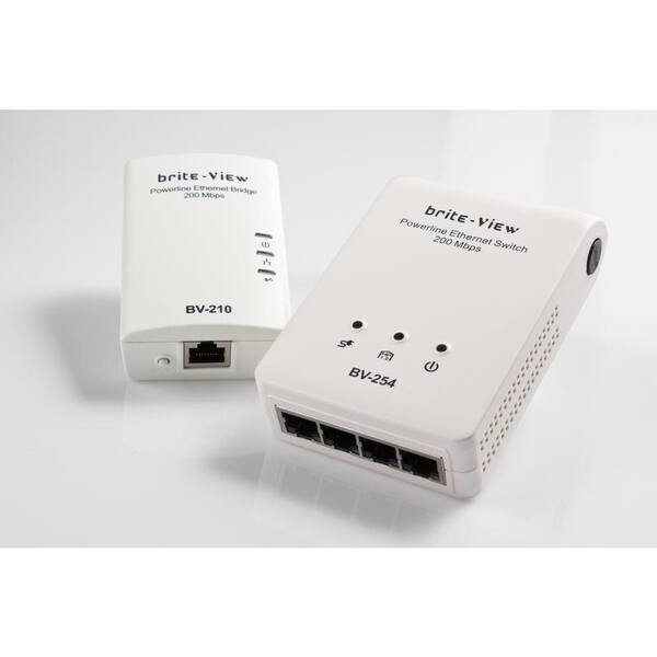 brite-View Powerline Ethernet Bridge and Switch (200 Mbps Mini Powerline AV Ethernet Network Adapter Kit)