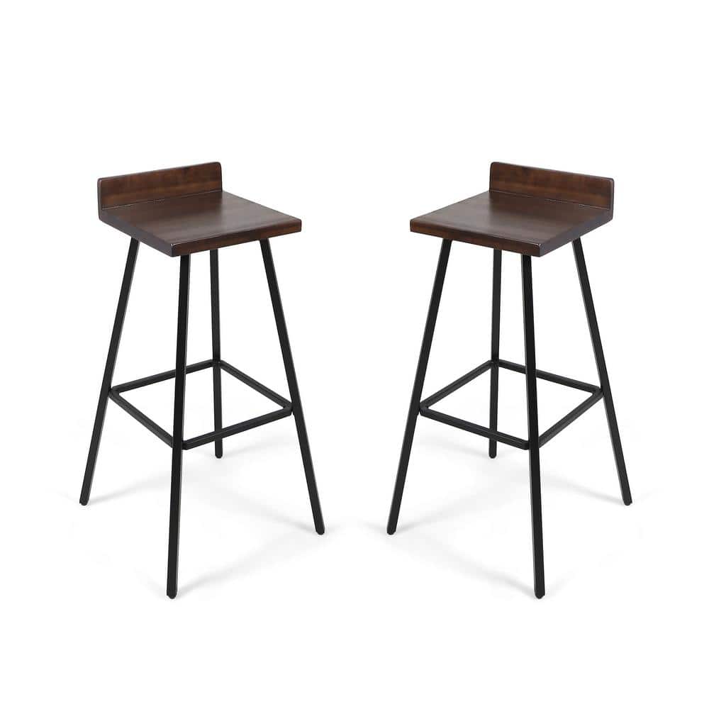 Jut Bidwell Contemporary Acacia Wood Outdoor Barstools (Set of 2)