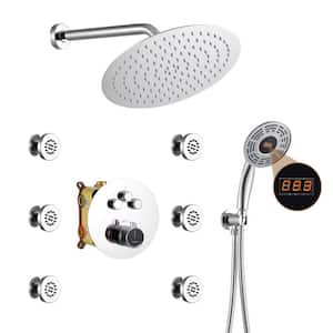 Single Handle 1-Spray 3-function Luxury Thermostatic Dual Shower Faucet 1.8 GPM with Body Spray in. Chrome