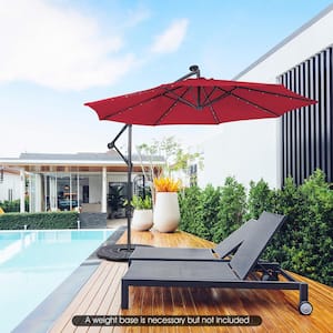 10 ft. Steel Cantilever Solar Patio Umbrella with Tilting System in Wine