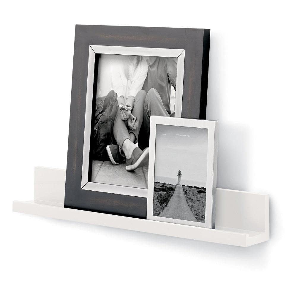 White Floating Wall Shelf with Removable Adhesive Strips
