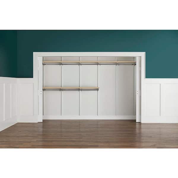 Everbilt Genevieve 10 ft. Birch Adjustable Closet Organizer Double and Long Hanging Rods