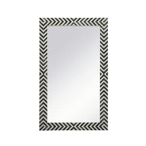 Timeless Home 24 in. W x 40 in. H x Modern Wood Framed Rectangle Chevron Mirror