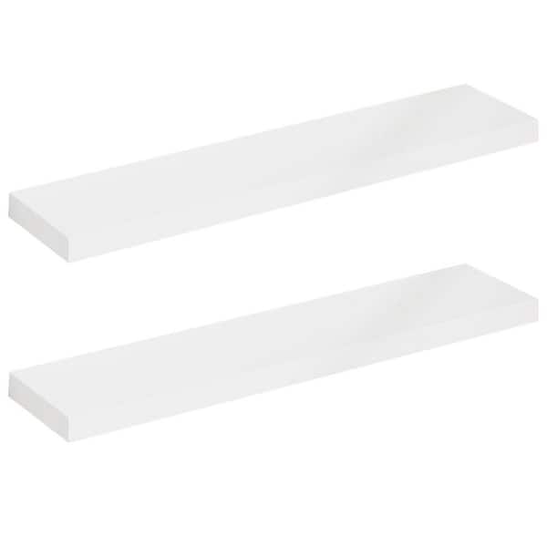 Unbranded 36 in. W x 8 in. D White Floating Shelves Decorative Wall Shelf (Set of 2)