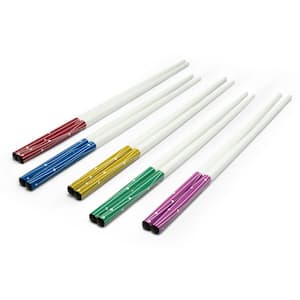 10 Pc Multicolored Stripes Bamboo with White Chopstick Set