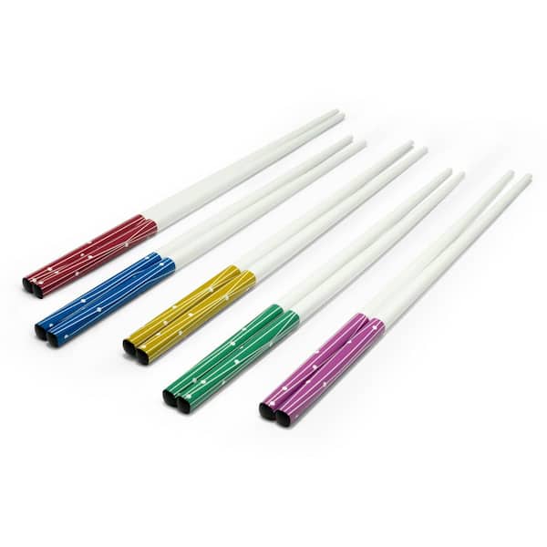 Cook Pro 10 Pc Multicolored Stripes Bamboo with White Chopstick Set