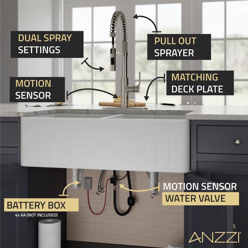 Brushed Nickel Touchless Pull-Down Kitchen Faucet with Motion Sensor