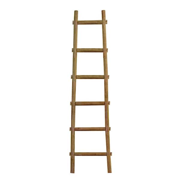 HomeRoots Mariana 6 Step Brown Decorative Ladder Shelve Wooden Wall Art