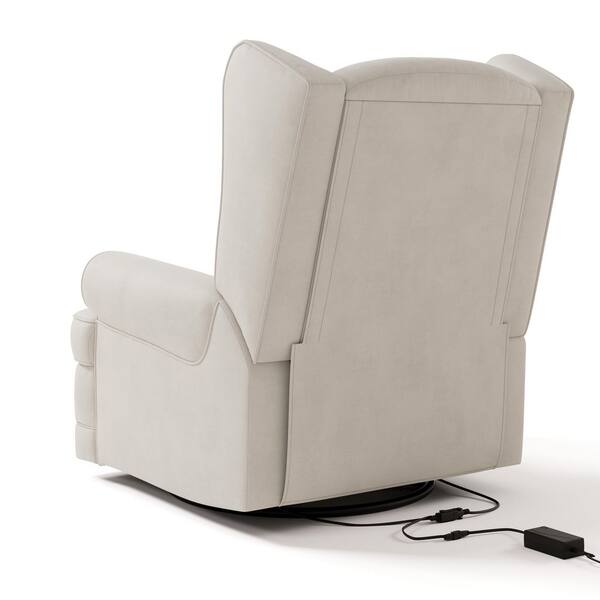 Storkcraft Serenity Ivory Polyester Swivel Glider Recliner with