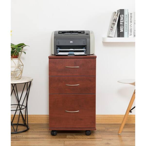 cherry file cabinet on wheels