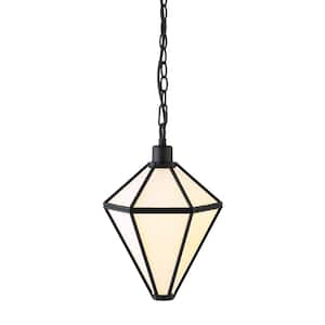 Adara 1-Light Blackened Bronze Hanging Wide Pendant Light with Glass Shade