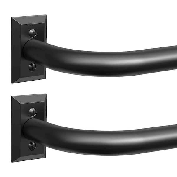 48 in. - 90 in. Adjustable 1 in. Single Curtain Rod in Black (Set of 2)