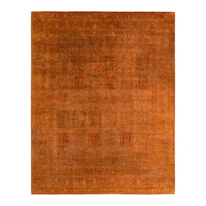 One-of-a-Kind Contemporary Orange 8 ft. x 10 ft. Hand Knotted Overdyed Area Rug