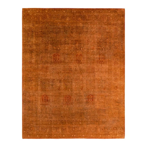 Solo Rugs One-of-a-Kind Contemporary Orange 8 ft. x 10 ft. Hand Knotted Overdyed Area Rug