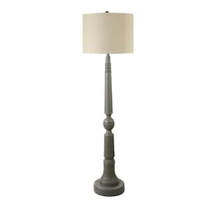 61 in. Grey Resin Indoor Floor Lamp with Decorator Shade