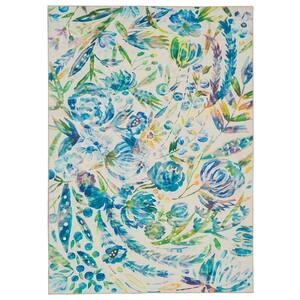 Washable Emily Ivory/Blue 3 ft. x 5 ft. Abstract Rectangle Area Rug