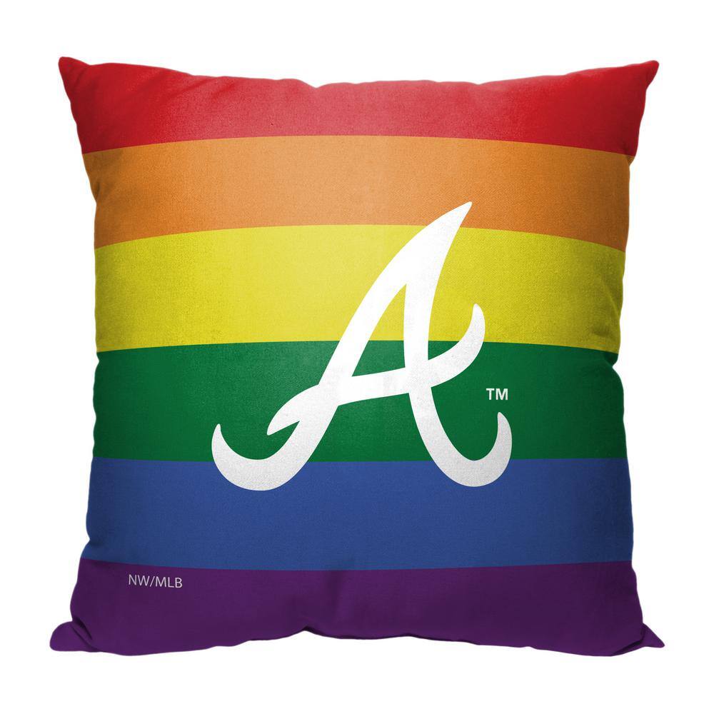 Rainbow Pride Atlanta Braves Polyester Throw Pillow 18x18