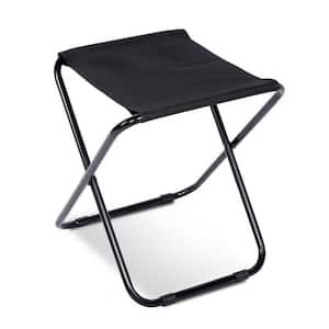 1-Pack Outdoor Folding Portable Metal Frame Camping Chairs in Black