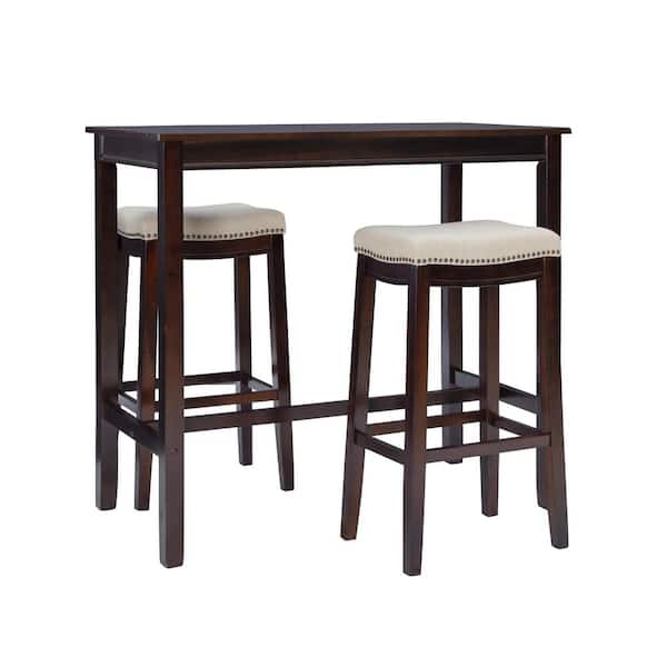 Linon Home Decor Concord 3-Pieces Walnut and Linen Wood Top Bar ...