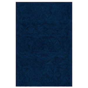 Metro Blue 3 ft. x 5 ft. Geometric Solid Color Area Rug
