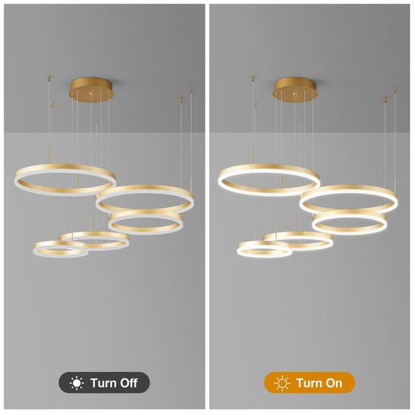ZHLWIN Home Lighting 100w 5Light 19. 68in Gold Five-Ring Circular