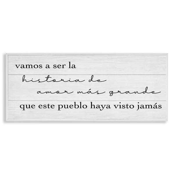 Stupell Industries Greatest Love Story by Lil' Rue White Framed Typography Giclee Art Print 10 in. x 24 in.