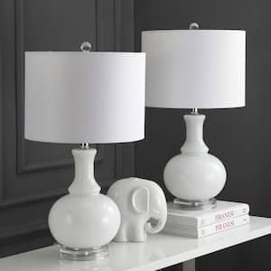 Franny 25.75 in. White Crystal Table Lamp with Off-White Shade (Set of 2)
