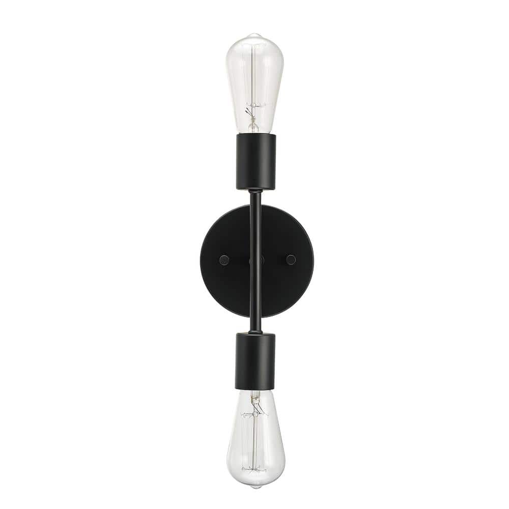 Alexandria 10 in. 2-Light Matte Black Reversible Vanity Light
