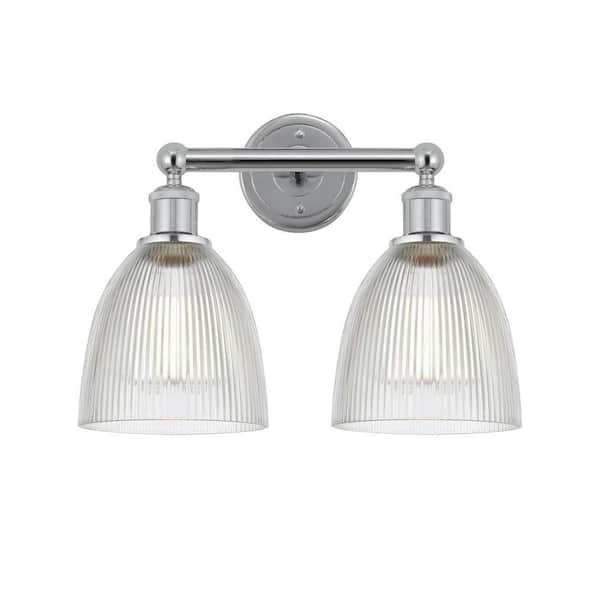 Castile 15 in. 2-Light Polished Chrome Vanity Light with Glass Shade