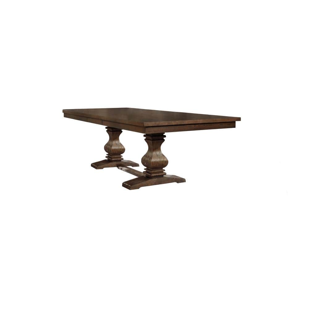 7-Piece Walnut Wood Dining Set with Beige Linen Chairs and Bench