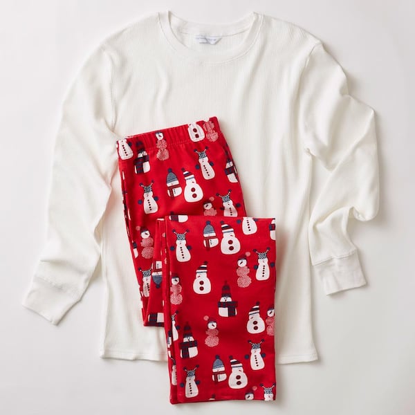 The Company Store Family Flannel Men's Snowman Medium 2-Piece Thermal Pajama Set