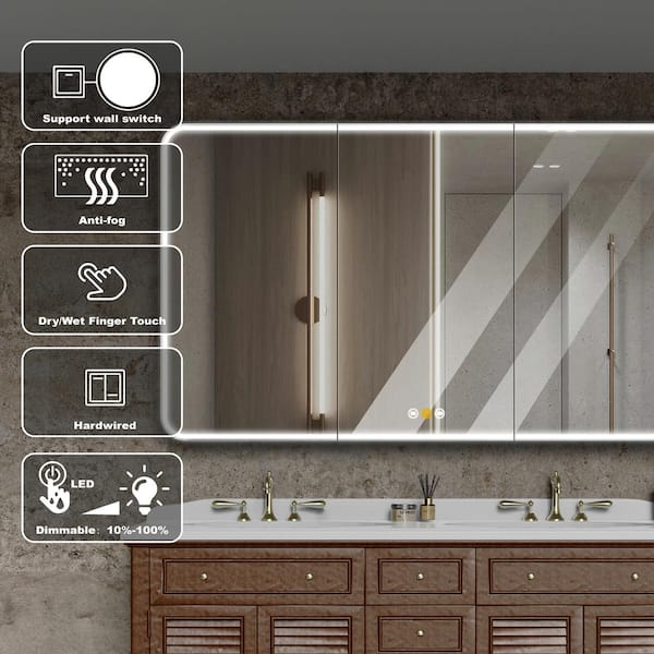 tunuo 18 in. W x 26.8 in. H Rectangular Aluminum Surface Mount Medicine Cabinet with Mirror, Tissue Drawer Hole, 3x Magnifier