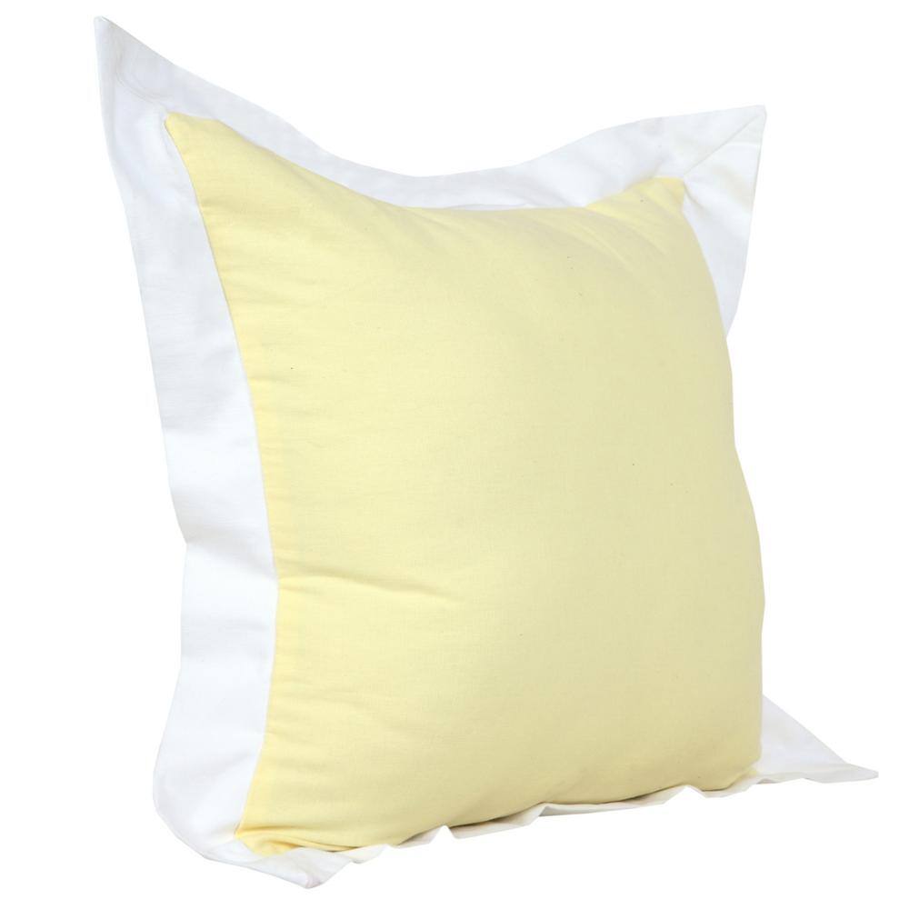 Chic Bordered Light Yellow & White 20" Throw Pillow