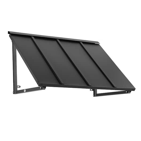 AWNTECH 4.7 ft. Houstonian Metal Standing Seam Fixed Awning (56 in. W x 24 in. H x 36 in. D) Black