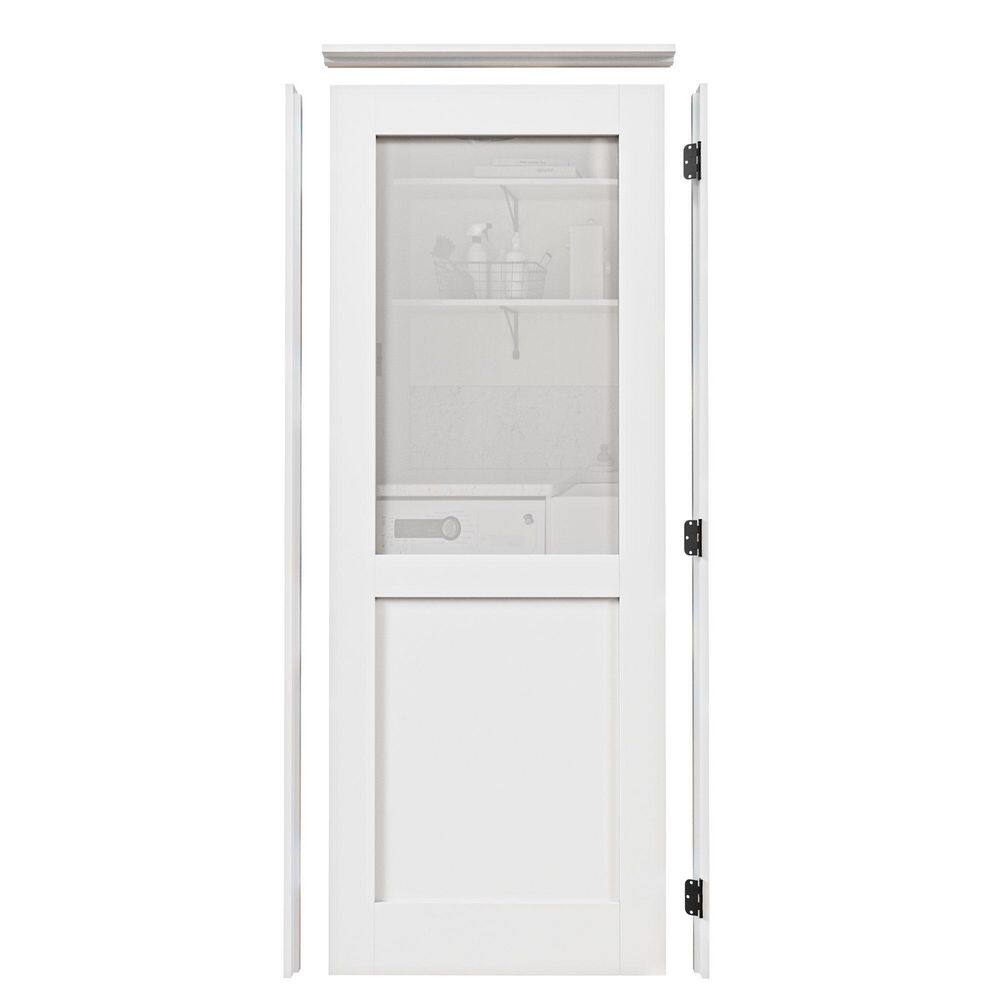 30 in. x 80 in. 1/2-Lite Frosted Glass Left White Solid Core Glass Single Prehung Interior Door+ Quick Assemble Jamb price history on PriceWatchPro