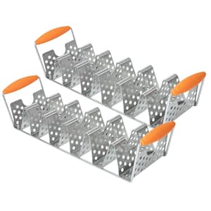 Genenic Stainless Steel Taco Rack Taco Holder Stand Heat-Resisting Taco Serving Trays Taco Shell Holder Rack for Holding 3 or 4 Hard or Soft Shell Taco Baking Reheating 4 Pack Taco Holder 