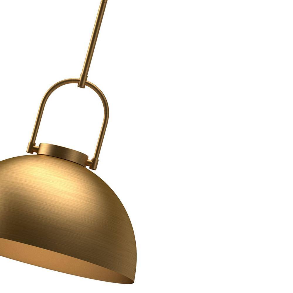Harper Classic 15'' Matte Black and Aged Gold Glass Bowl Pendant