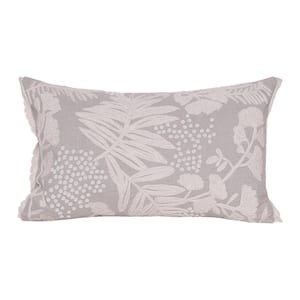 Odyssey Hand-Woven Natural/Cream Botanical Linen 16 in. x 24 in. Indoor Throw Pillow