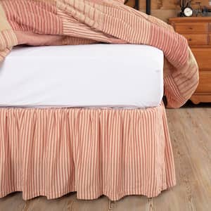 Sawyer Mill 16 in. Red Farmhouse Ticking Stripe Queen Bed Skirt