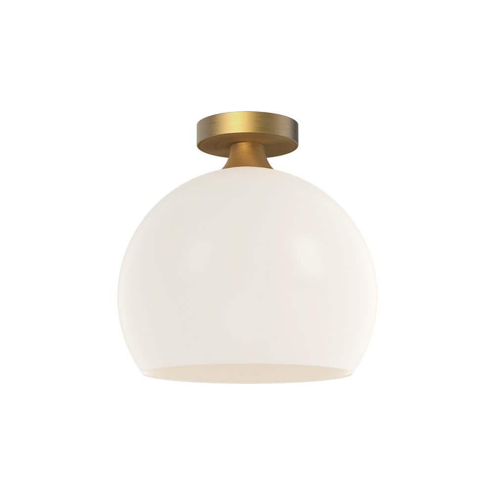 Aged Gold and Opal Matte Glass Globe Flush Mount
