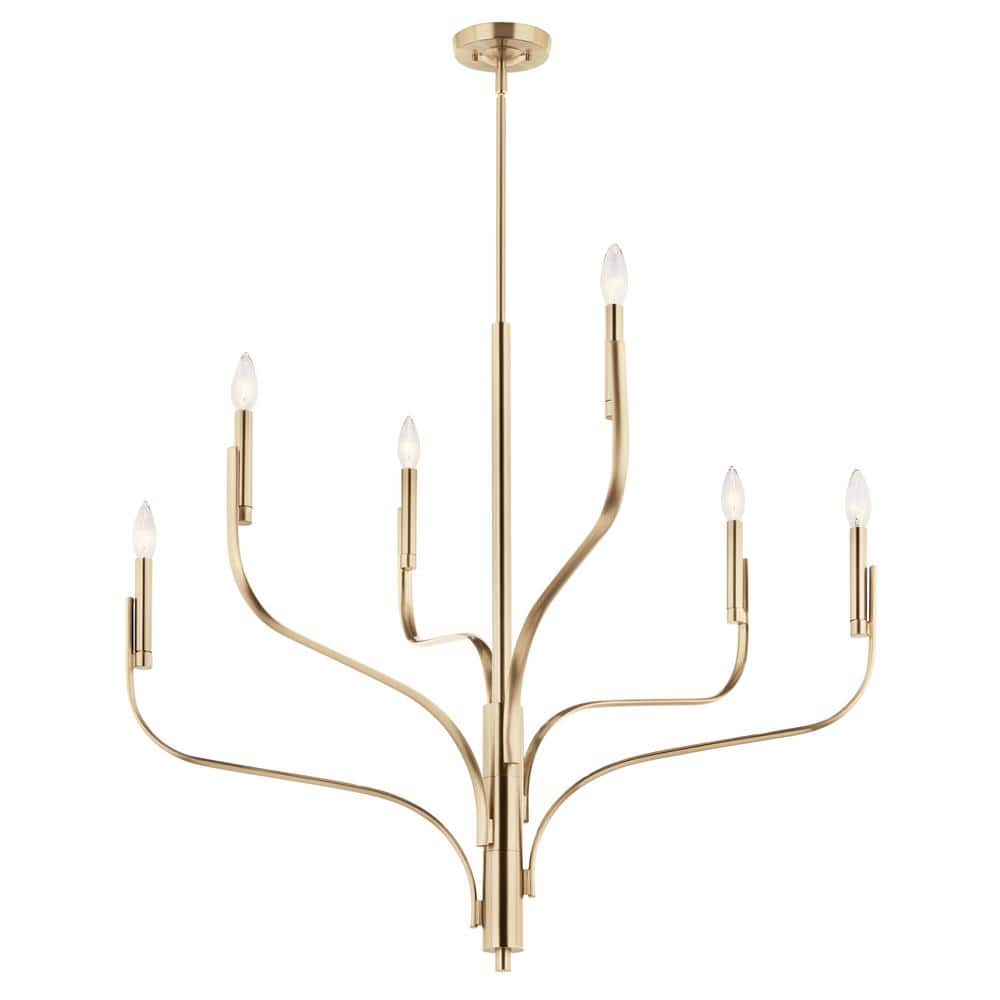 Champagne Bronze 6-Light Taper Candle Style Chandelier