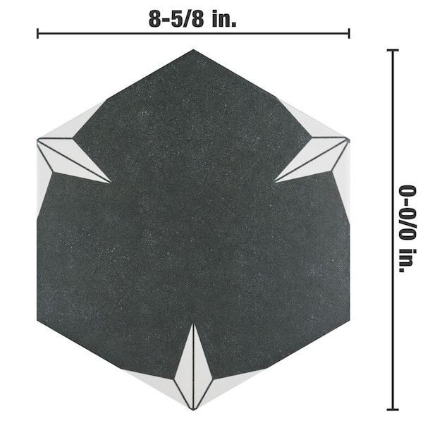 Merola Tile Stella Hex Night 8-5/8 in. x 9-7/8 in. Porcelain