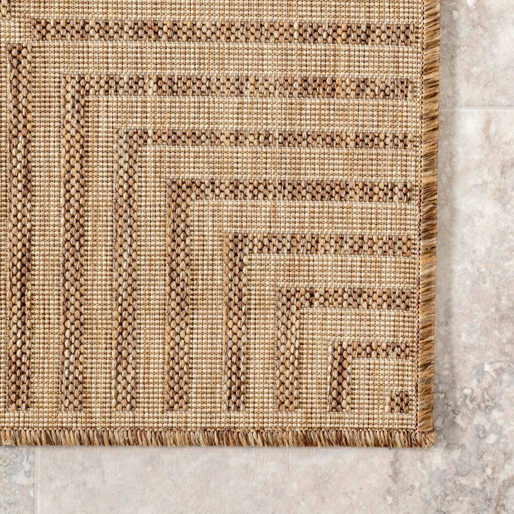 Asha Light Brown Synthetic Flat Woven Striped Area Rug