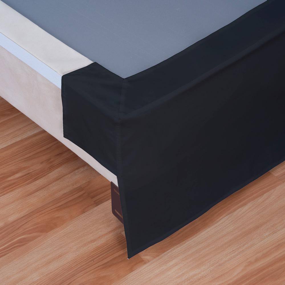 Black Polyester California King Bed Skirt with 14" Drop